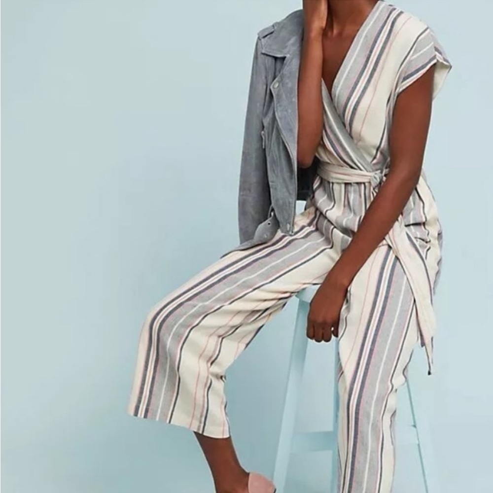 Anthropologie Dolan Millie Striped Jumpsuit Medium